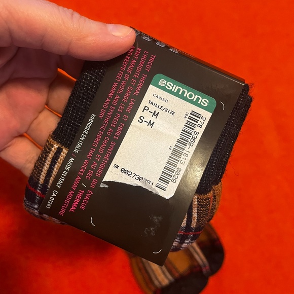 Brown check plaid jacquard merino wool blend thermal socks made in Italy NWT - Picture 5 of 8